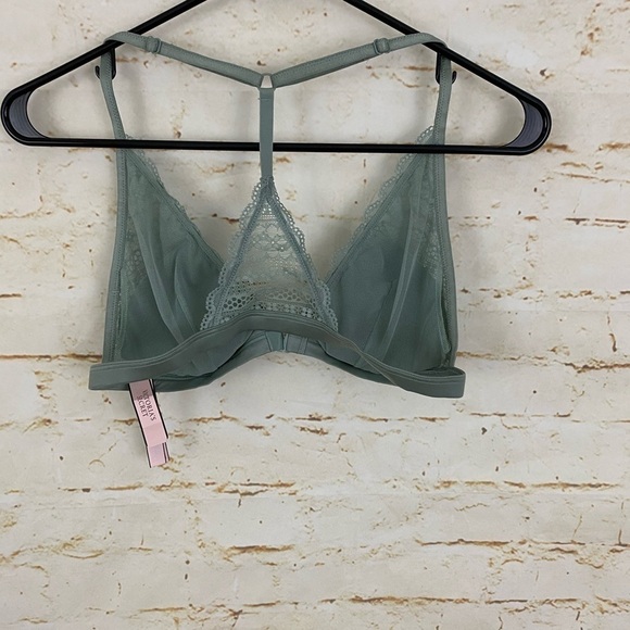 NWT Victoria’s Secret L racerback lace bra green - Picture 4 of 5